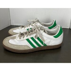 Adidas Samba Mens size 13 White Green Athletic Shoes Sneakers